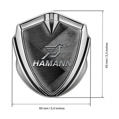 Hamann 3d Emblem Badge Silver Scratched Surface Chrome Pegasus
