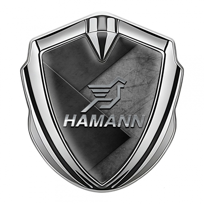 Hamann 3d Emblem Badge Silver Scratched Surface Chrome Pegasus