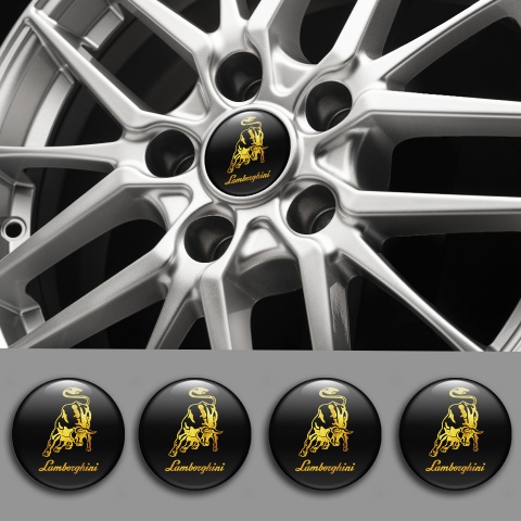 Lamborghini Emblems for Center Caps Gold Logo Design Black