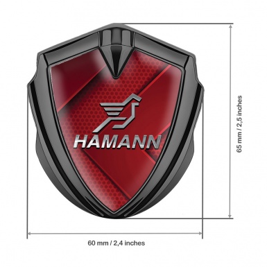 Hamann Emblem Car Badge Graphite Red Hexagon Texture Chrome Pegasus