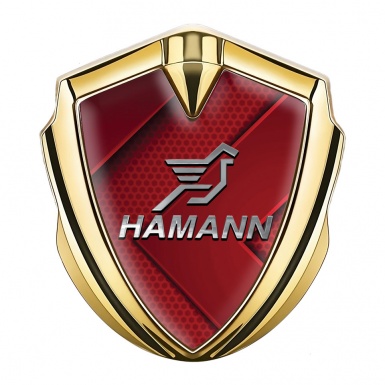 Hamann Emblem Car Badge Gold Red Hexagon Texture Chrome Pegasus