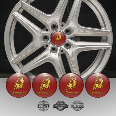 Lamborghini Emblems for Center Caps Gold Logo Design Red Carbon