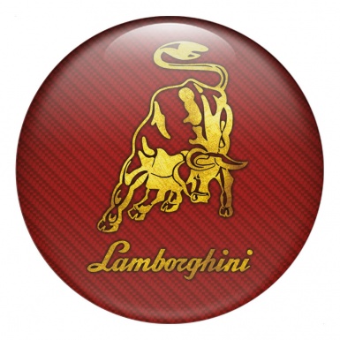 Lamborghini Emblems for Center Caps Gold Logo Design Red Carbon