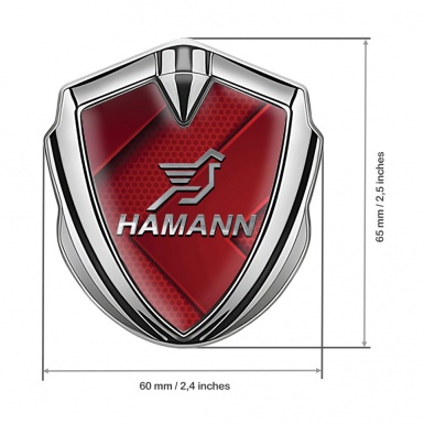Hamann Emblem Car Badge Silver Red Hexagon Texture Chrome Pegasus