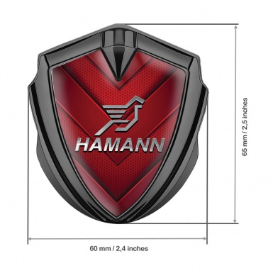 Hamann Metal Domed Emblem Graphite Red Hexagon Pattern Chrome Logo