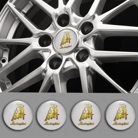 Lamborghini Emblems for Center Caps Gold Logo Design Grey