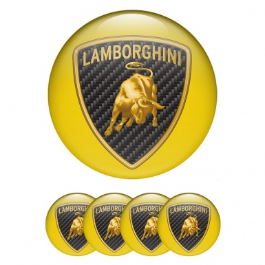 Lamborghini Emblems for Center Caps Carbon Logo Design Yellow