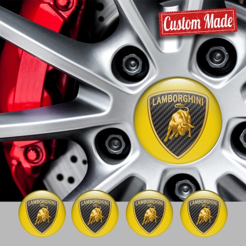 Lamborghini Emblems for Center Caps Carbon Logo Design Yellow