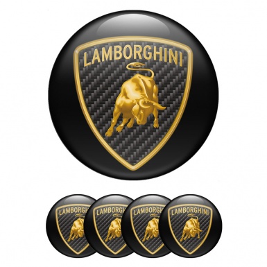 Lamborghini Emblems for Center Caps Carbon Logo Design Black