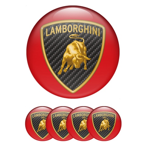 Lamborghini Emblems for Center Caps Carbon Logo Design Red