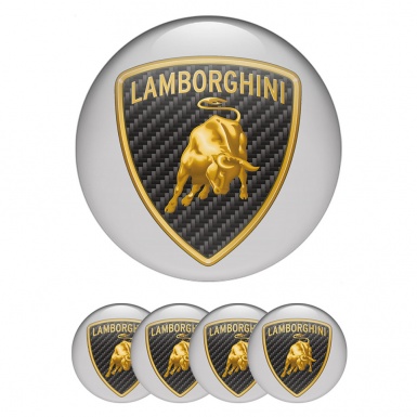 Lamborghini Emblems for Center Caps Carbon Logo Design Grey