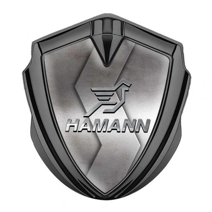 Hamann Emblem Fender Badge Graphite Cut Metal Chrome Pegasus Logo