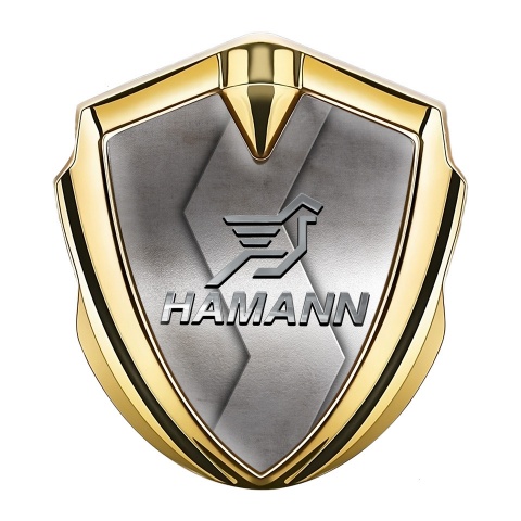 Hamann Emblem Fender Badge Gold Cut Metal Chrome Pegasus Logo