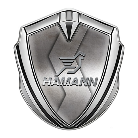 Hamann Emblem Fender Badge Silver Cut Metal Chrome Pegasus Logo