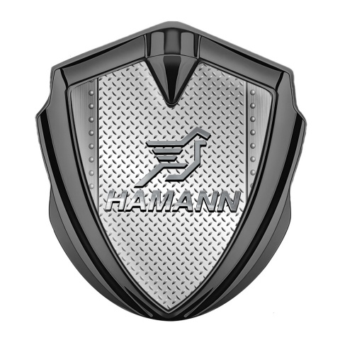 Hamann Fender Emblem Badge Graphite Light Treadplate Chrome Pegasus
