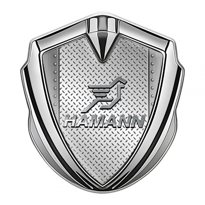 Hamann Fender Emblem Badge Silver Light Treadplate Chrome Pegasus