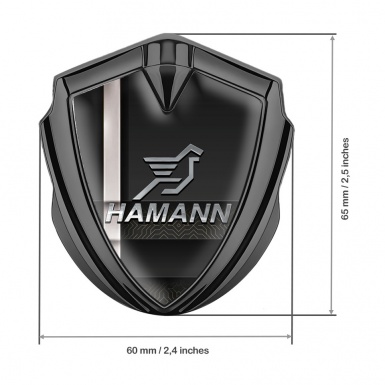 Hamann Emblem Trunk Badge Graphite White Stripe Chrome Pegasus
