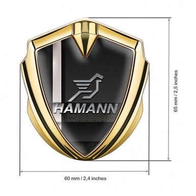 Hamann Emblem Trunk Badge Gold White Stripe Chrome Pegasus