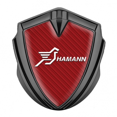 Hamann Metal Emblem Badge Graphite Red Carbon White Pegasus Logo