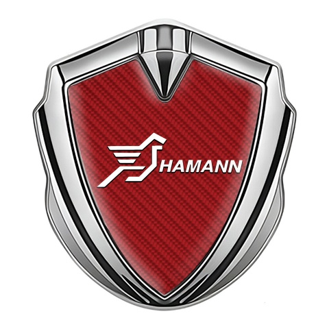 Hamann Metal Emblem Badge Silver Red Carbon White Pegasus Logo