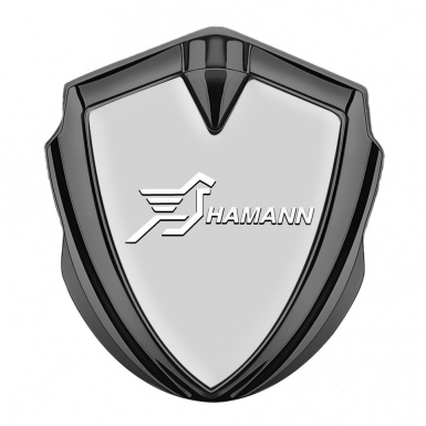 Hamann Domed Emblem Badge Graphite Grey Base White Pegasus Logo