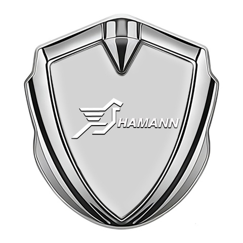Hamann Domed Emblem Badge Silver Grey Base White Pegasus Logo