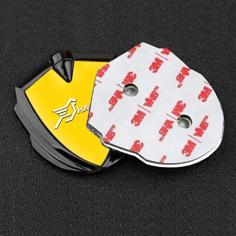 Hamann Bodyside Domed Emblem Graphite Yellow Base White Pegasus Logo