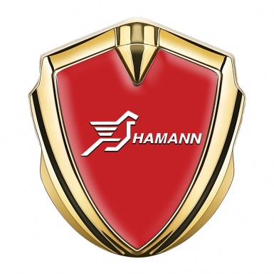 Hamann Emblem Metal Badge Gold Red Base White Pegasus Logo