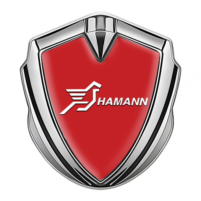 Hamann Emblem Metal Badge Silver Red Base White Pegasus Logo