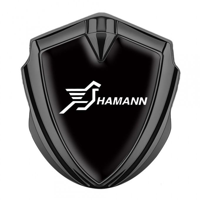 Hamann 3d Emblem Badge Graphite Black Base White Pegasus Logo