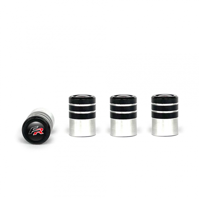 Seat FR Valve Caps Tire Black - Aluminum 4 pcs Black Silicone Sticker