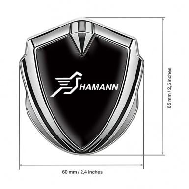Hamann 3d Emblem Badge Silver Black Base White Pegasus Logo
