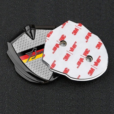Hamann Emblem Badge Self Adhesive Graphite Honeycomb Germany Flag Design