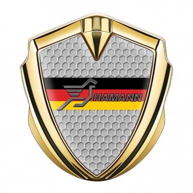 Hamann Emblem Badge Self Adhesive Gold Honeycomb Germany Flag Design