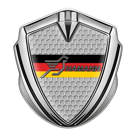 Hamann Emblem Badge Self Adhesive Silver Honeycomb Germany Flag Design