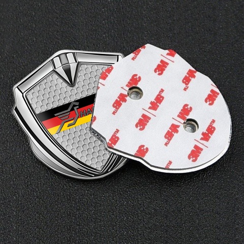 Hamann Emblem Badge Self Adhesive Silver Honeycomb Germany Flag Design