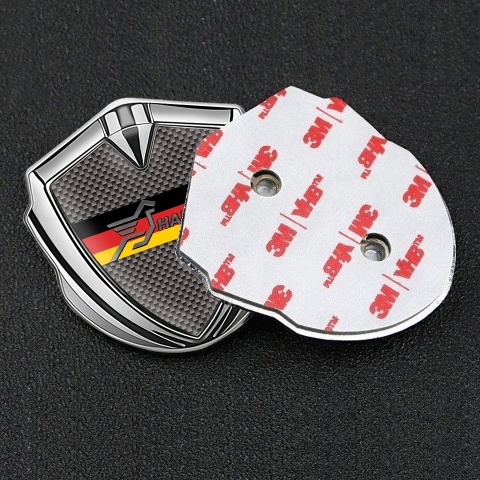 Hamann Emblem Fender Badge Silver Carbon Fiber Germany Flag Design