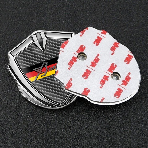 Hamann Fender Emblem Badge Silver Dark Carbon Germany Flag Design