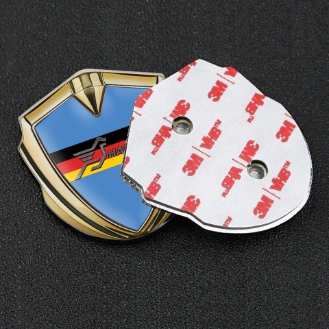 Hamann Metal Emblem Badge Gold Blue Base Germany Flag Design