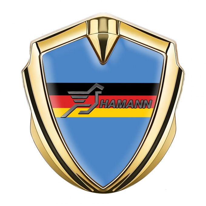 Hamann Metal Emblem Badge Gold Blue Base Germany Flag Design