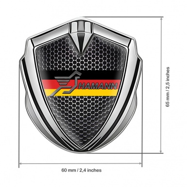 Hamann Domed Emblem Badge Silver Steel Mesh Germany Flag Design