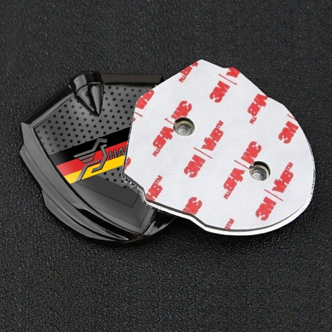 Hamann Metal Emblem Self Adhesive Graphite Light Mesh Germany Flag Edition