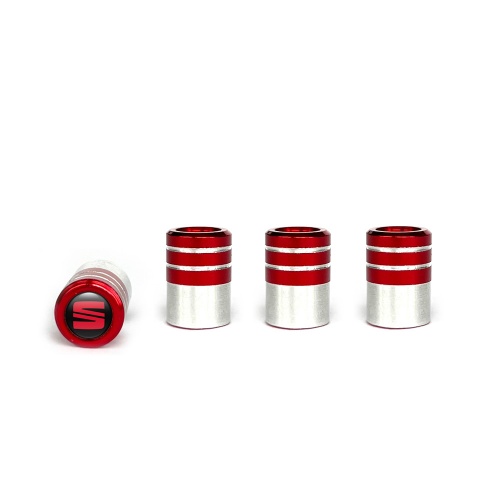 Seat Valve Steam Caps Red - Aluminum 4 pcs Black Silicone Sticker Red Logo