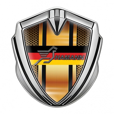 Hamann Fender Emblem Badge Silver Orange Grate Germany Flag Edition
