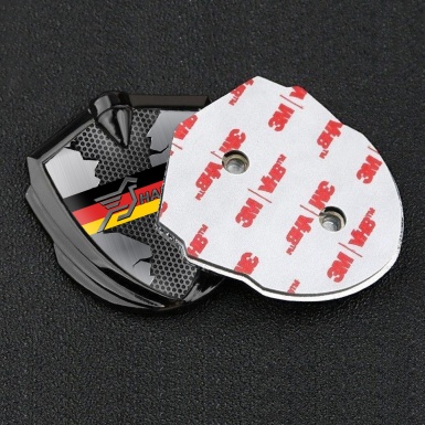 Hamann Domed Emblem Badge Graphite Ripped Metal Germany Flag Edition