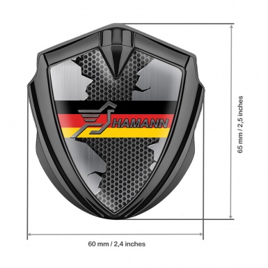 Hamann Domed Emblem Badge Graphite Ripped Metal Germany Flag Edition