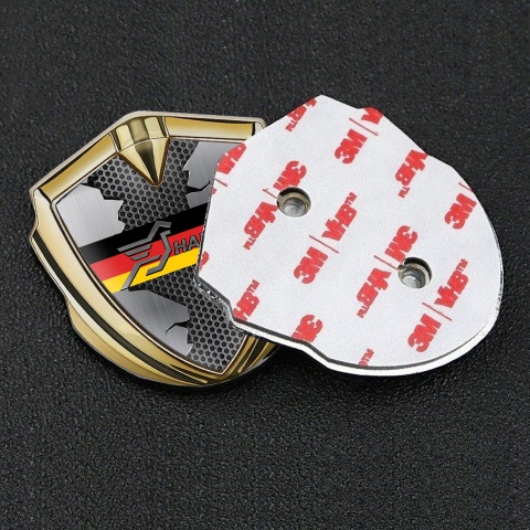 Hamann Domed Emblem Badge Gold Ripped Metal Germany Flag Edition