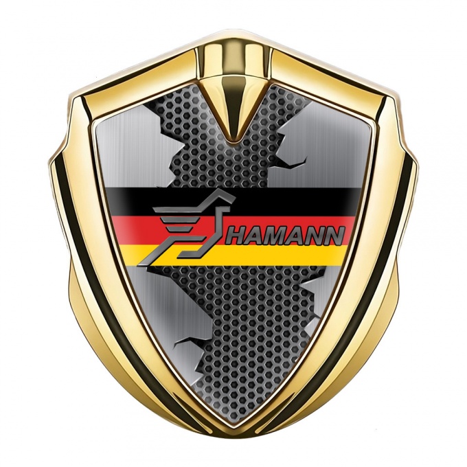 Hamann Domed Emblem Badge Gold Ripped Metal Germany Flag Edition