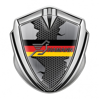 Hamann Domed Emblem Badge Silver Ripped Metal Germany Flag Edition