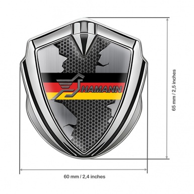 Hamann Domed Emblem Badge Silver Ripped Metal Germany Flag Edition